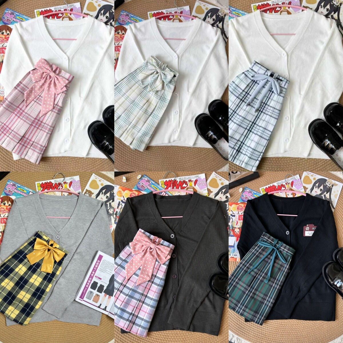 川野栗【小栗】开衫jk套装原创正版格裙背心学院女秋冬叠穿