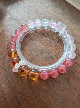 个性定制心动时刻桃花来草莓晶粉晶黄塔晶手串