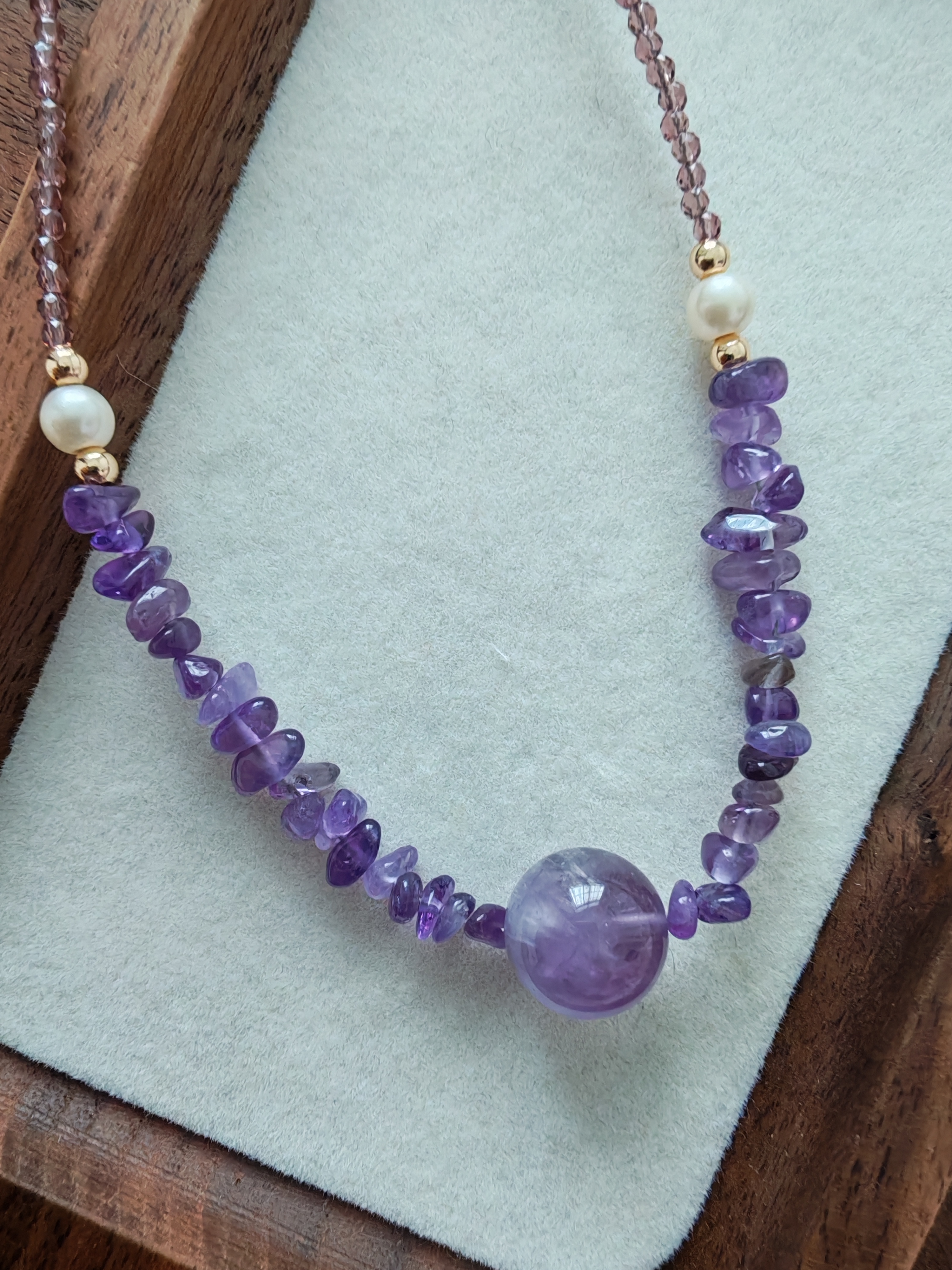 天然紫水晶碎石项链锁骨链毛衣链