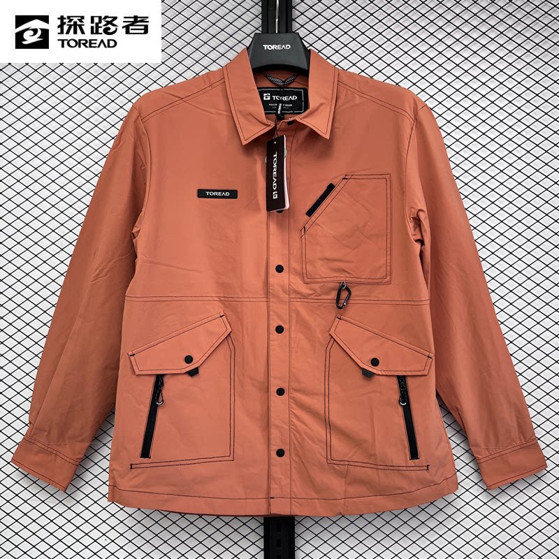 探路者2024春夏新款男式翻领徒步外套速干衬衫衬衣TAEEAM81206