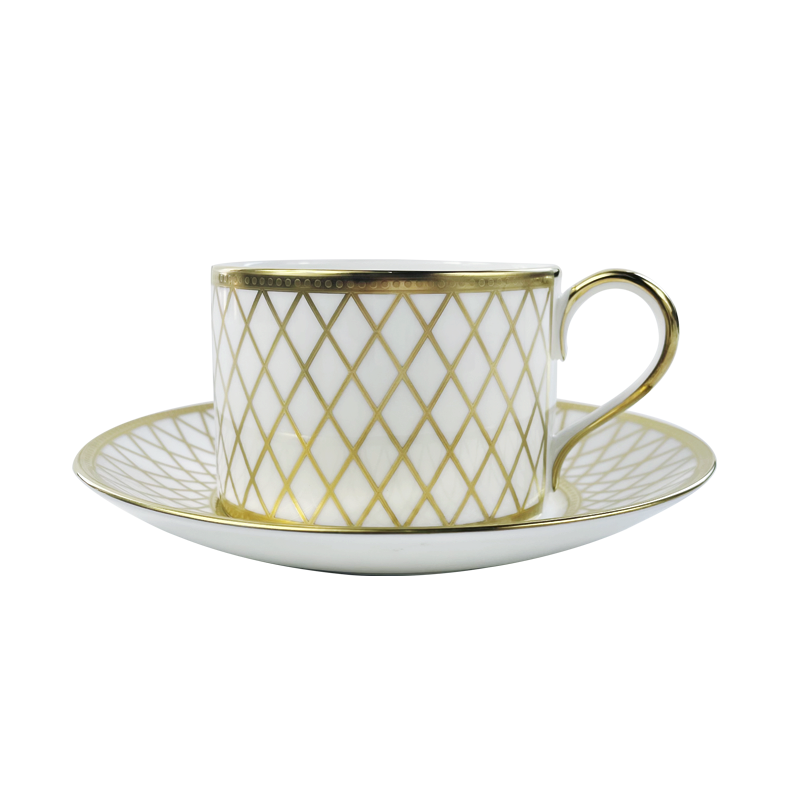 英国Royal Crown Derby德贝欧式Majestic - White典雅骨瓷茶杯碟