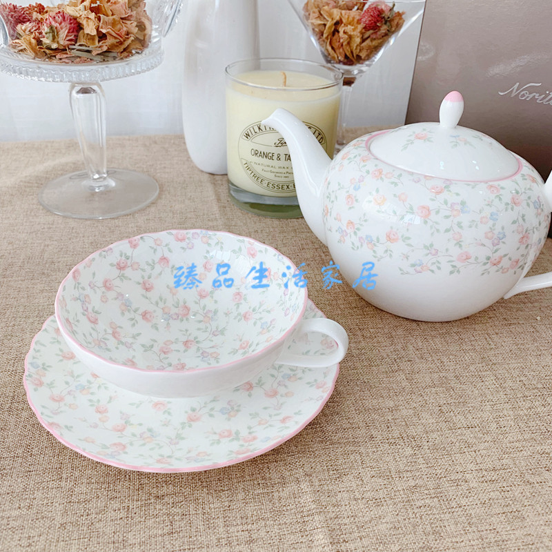 日本Noritake则武Cutie Rose可爱玫瑰骨瓷茶壶红茶咖啡杯碟礼盒装