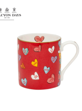 Halcyon Days Tug Rice情人节爱你白色红色马克杯欧式茶具下午茶