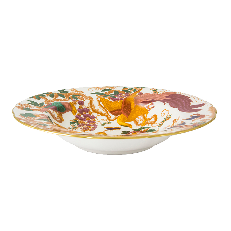 百鸟朝凤骨瓷欧式荷叶边甜品平盘