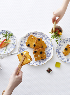 日本Noritake则武蓝色伊甸园骨瓷日式点心盘面包盘18/28cm礼盒装