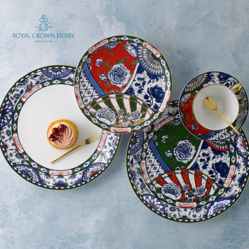 维多利亚花园绿色红色平盘晚餐盘