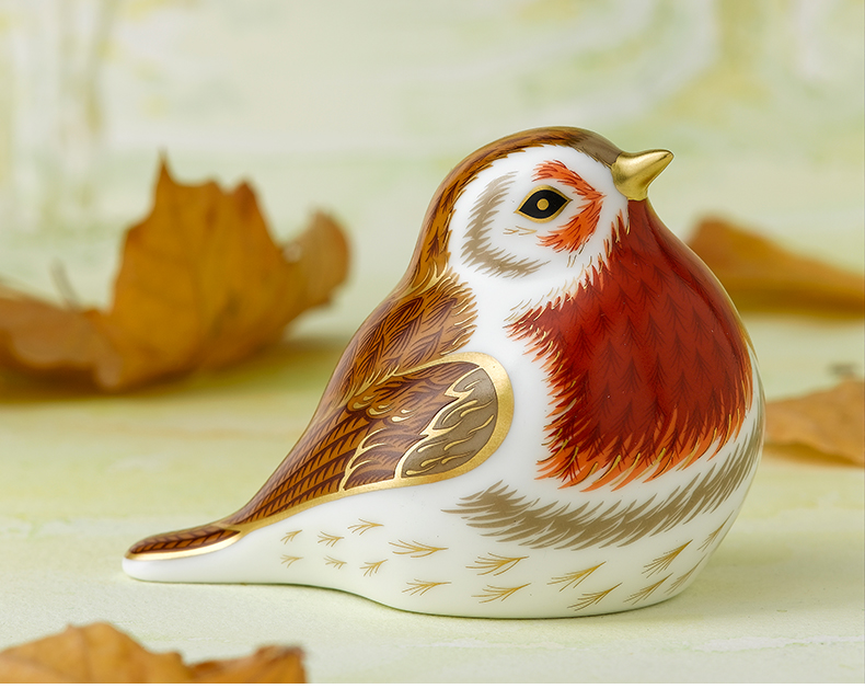 客厅镇纸骨瓷知更鸟动物装饰品