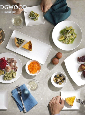 WEDGWOOD威基伍德GIO几何白色中式骨瓷简约纯色果盘家用餐具茶具