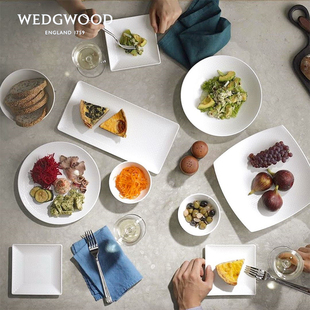 骨瓷简约纯色果盘家用餐具茶具 WEDGWOOD威基伍德GIO几何白色中式