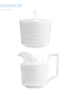 现货WEDGWOOD威基伍德intaglio白玉浮雕骨瓷下午咖啡具糖罐奶罐