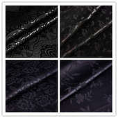 黑色国风缎面暗纹提花缎古风旗袍汉服马面连衣裙绸缎衣服布料面料