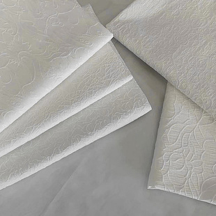 中式国风黑色白色浮雕缎面暗纹提花缎棉绸古风旗袍汉服装布料面料