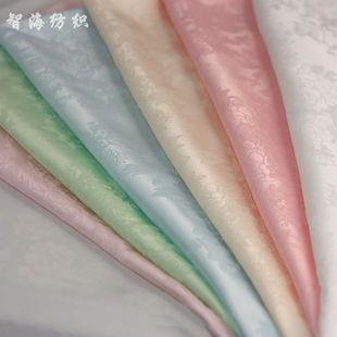 墨绿色粉色黑色白色缎面暗纹提花缎旗袍汉服连衣裙绸缎布料面料夏