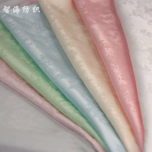 墨绿色粉色黑色白色缎面暗纹提花缎旗袍汉服连衣裙绸缎布料面料夏 - 封面