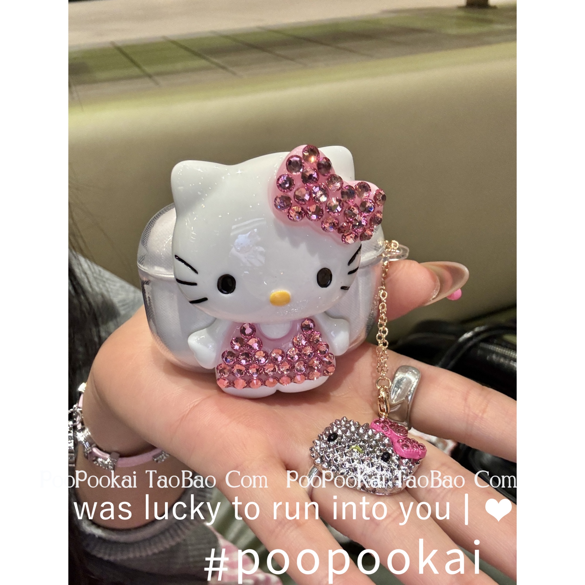日韩卡通可爱粉钻猫咪