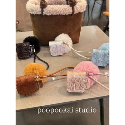 PooPookai高级感纯色蛇皮纹适用于苹果Airpods保护套2/3/4代无线蓝牙耳机包软Airpodspro2022款新款防摔