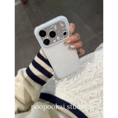 PooPookai小众ins波点镜头图案兔子适用于苹果16/17promax/iPhone15pro手机壳女款14全包防摔13保护套