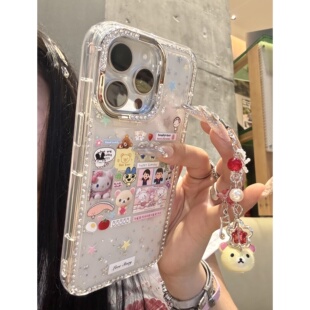 PooPookai日韩趣味卡通合集贴纸适用于苹果16/15promax/iPhone14pro手机壳13拍照按键保护可爱少女心保护套