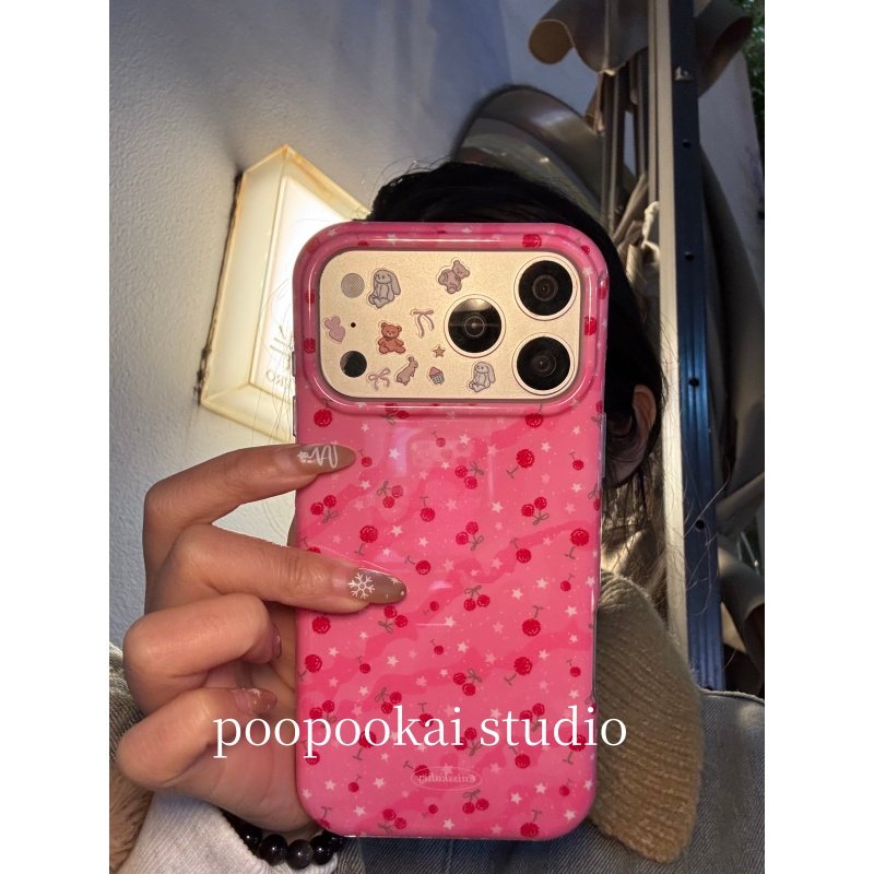 PooPookai ins韩系玫粉色满屏樱桃适用于苹果16/17promax/iPhone15pro手机壳女款14全包防摔13保护套,3C数码配件,手机保护套/壳,淘宝优惠券,粉丝福利购,淘宝优惠卷