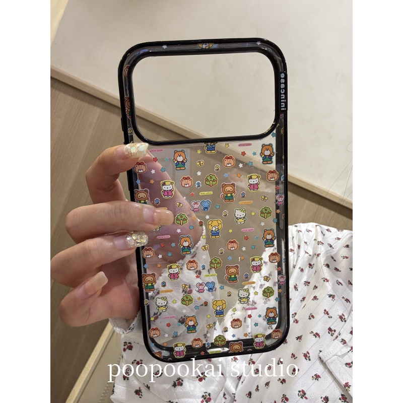 PooPookai可爱卡通满屏小动物贴纸适用于苹果16/17promax/iPhone15pro手机壳女款14全包防摔13保护套