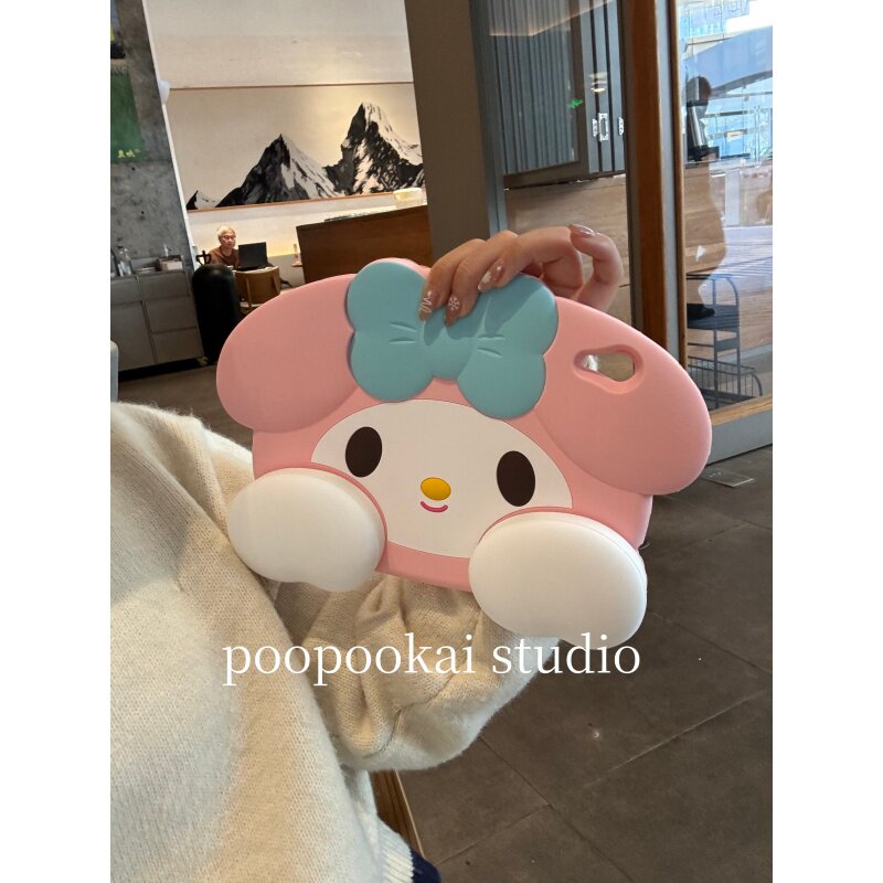 PooPookai可爱粉色小羊硅胶伸缩支架iPad2025保护套第11代新款Air7/6/5适用苹果iPad10保护壳10.9平板Pro11寸