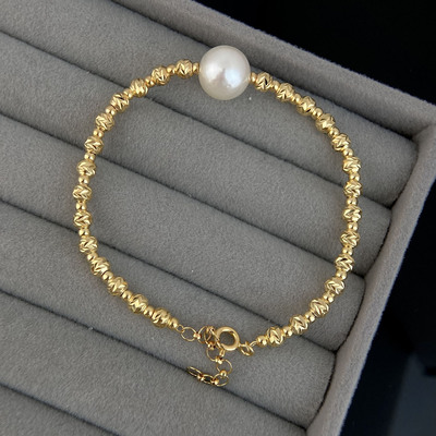 天然淡水珍珠精工厚实斜纹球正圆10-11mm珍珠s925纯银珍珠手链女