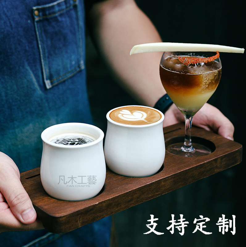 展示架咖啡豆分装一豆三喝插卡杯托清吧威士忌高脚闻香杯套装咖啡