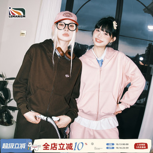 lemanism美式潮流纯色开衫连帽卫衣裤子套装女生2026秋季新款外套