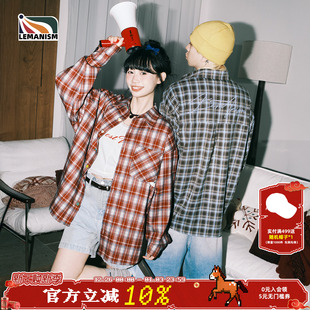 男2025新款 衬衫 情侣春秋衬衣宽松外套 潮流格纹长袖 lemanism美式