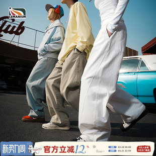 纯色休闲裤 宽松微弯刀裤 男2026春季 情侣款 女 新款 lemanism潮流美式