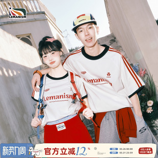 撞色条纹短袖 情侣款 T恤男款 新款 体恤女 2026春季 lemanism潮牌美式