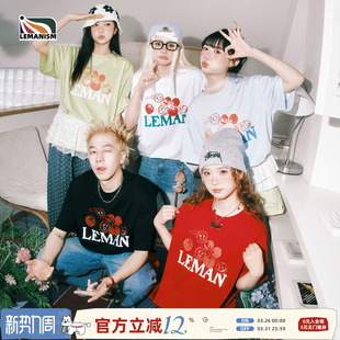 潮流卡通印花短袖 防晒半袖 T恤男2026夏季 情侣款 新款 lemanism美式