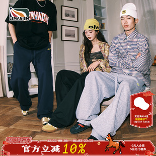 弯刀运动裤 情侣直筒裤 子女 男秋冬休闲裤 lemanism刺绣加厚加绒卫裤