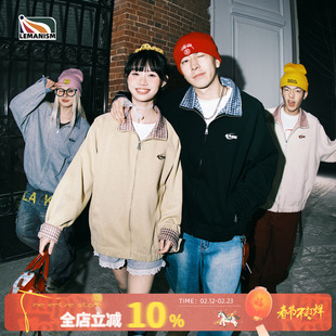 lemanism美式潮流格子撞色翻领夹克男款2026新款情侣款春秋外套女