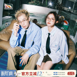 男款 衬衫 2026春季 新款 潮牌宽松衬衣 lemanism美式 情侣款 竖条纹长袖