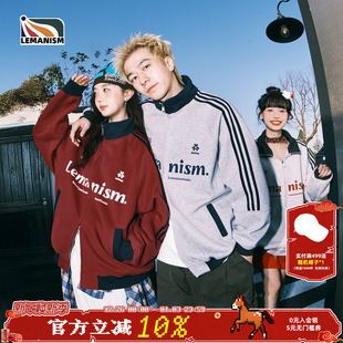 情侣美式 新款 夹克上衣女 棒球服红色外套男立领秋季 lemanism加绒款