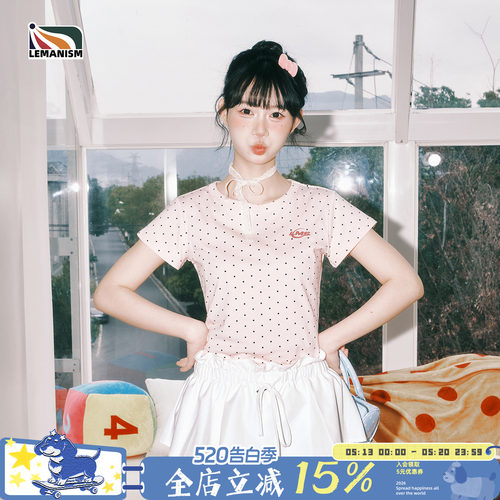 lemanism美式潮牌波点短袖T恤女生中性修身正肩体恤2026夏季新款