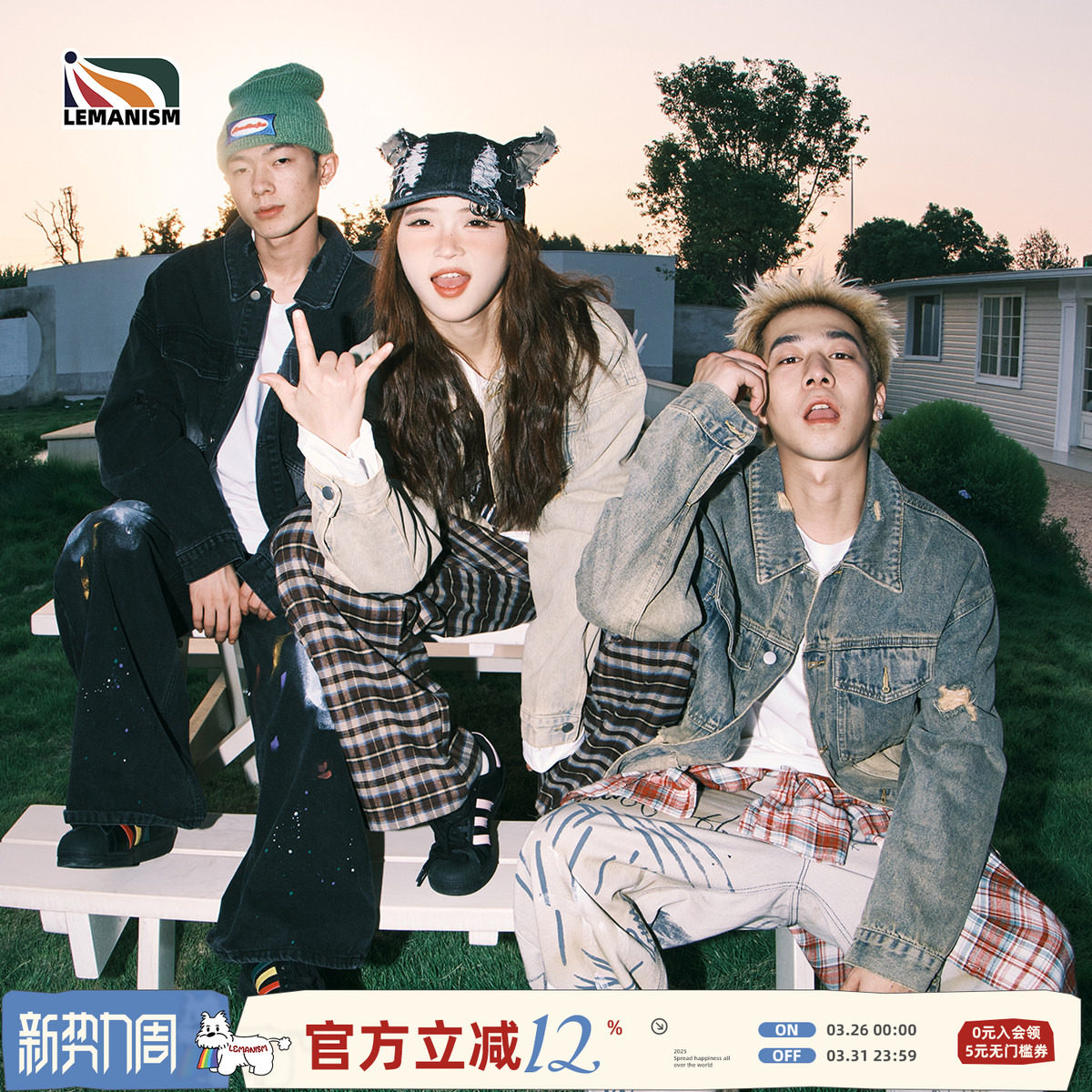 lemanism美式复古牛仔外套男2024秋季翻领夹克情侣款潮牌牛仔衣女