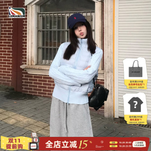 lemanism美式潮流针织拼接羽绒服女款2026冬季新款纯色保暖厚外套