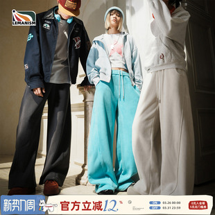 摇粒绒休闲裤 直筒加厚裤 卫裤 情侣款 子 男2025秋冬新款 lemanism美式