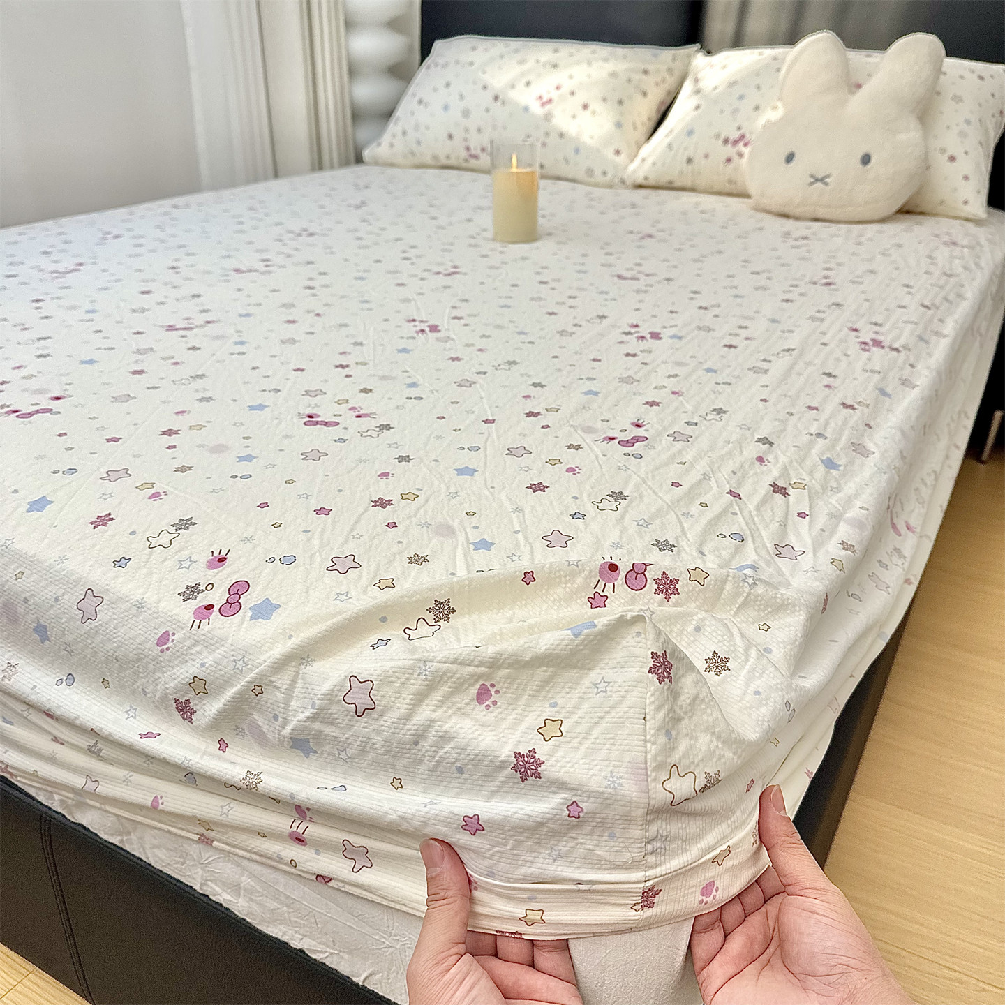 A类品质泡芙纱印花床笠 全包床罩 小清新透气床垫保护套单双人用