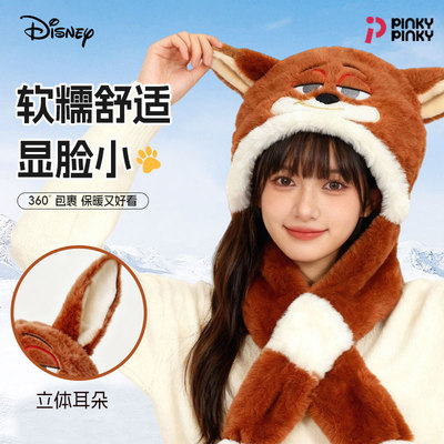 迪士尼朱迪尼克狐毛绒帽秋冬保暖
