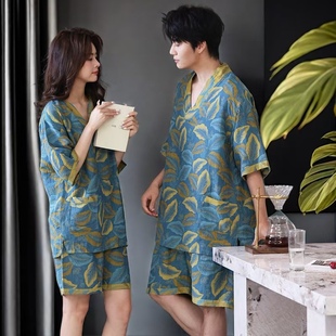 纯棉双层纱汗蒸服美容院汤泉浴袍秋冬季 女家居服吸水速干酒店洗澡