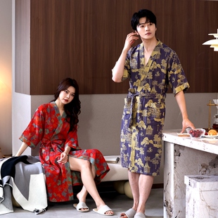 双层纱纯棉浴袍纱布女夏季 吸水速干家居服全棉睡衣酒店美容院 薄款