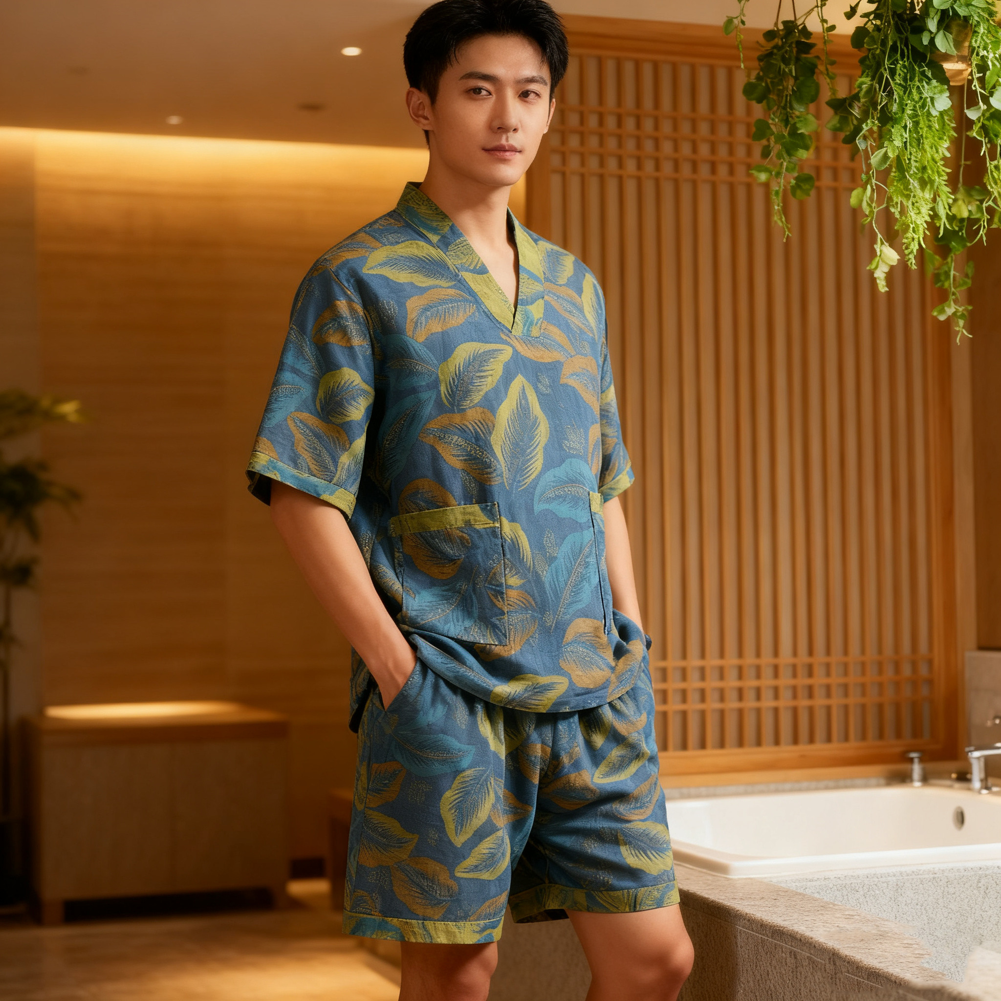 【双层纱】汗蒸服纯棉男女浴服情侣款家居温泉洗浴美容桑拿服睡衣