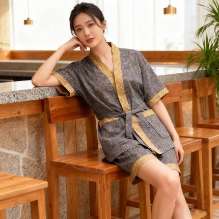 【100棉】汗蒸服纯棉双层纱男女浴服情侣家居温泉洗浴美容桑拿服