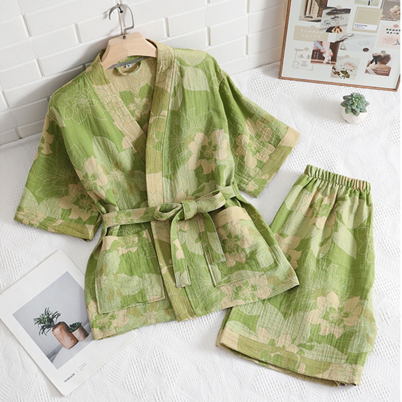 纯棉汗蒸服洗澡薄款浴袍全棉浴衣