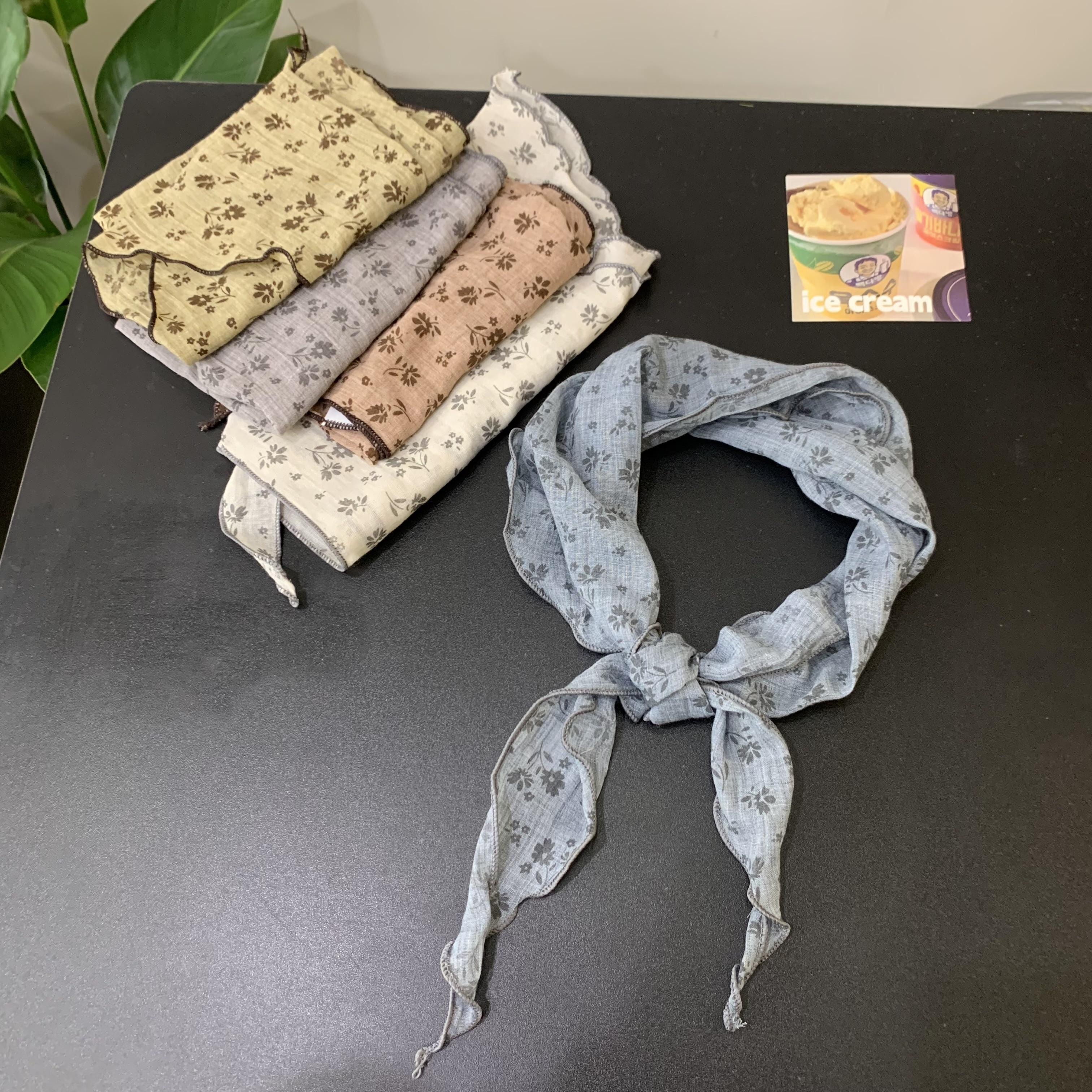 韓版清新碎花三角巾輕薄柔軟
