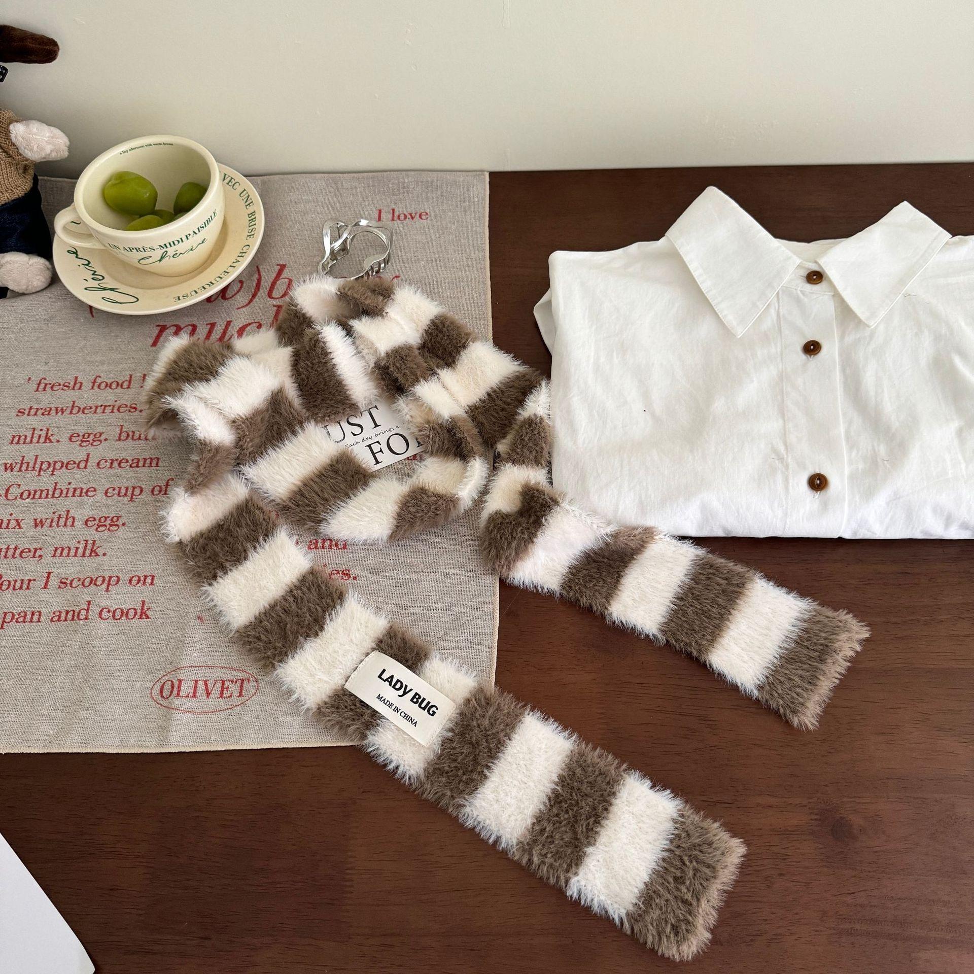 围脖毛绒细窄长条围巾加厚y2k