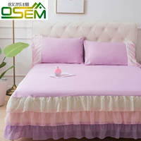 Khăn trải giường bằng vải cotton công chúa Cotton trải giường đơn chống trượt Tấm trải giường Simmons 1,5m1,8 mét - Váy Petti 	chân váy giường